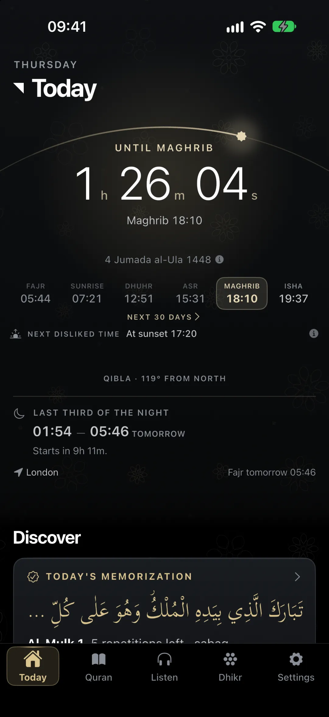 Today's prayer times in İhya